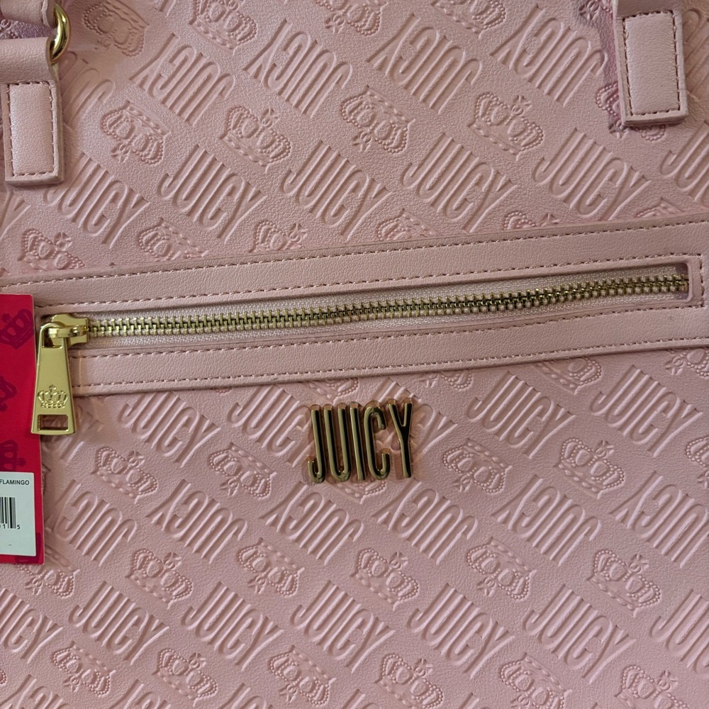 Juicy Couture Back to Juicy Tote Pink Bag with Metallic Accents NWT 18x13 - Picture 11 of 11